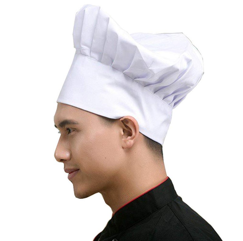 Hyzrz Chef Hat Adult Adjustable Elastic Baker Kitchen Cooking Chef Cap (White) - Image 4